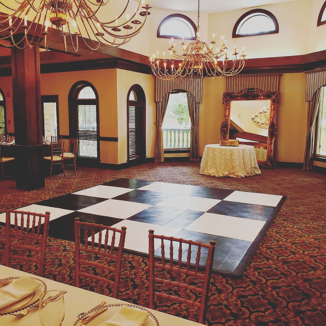 Black and White Slate style dance floor at an indoor event venue