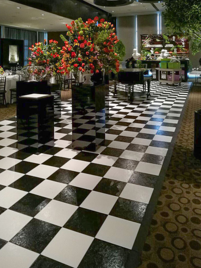 Slate Black and White checkered walkway with edging