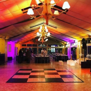 12' x 12' Luxury Marble style black and white dance floor at event