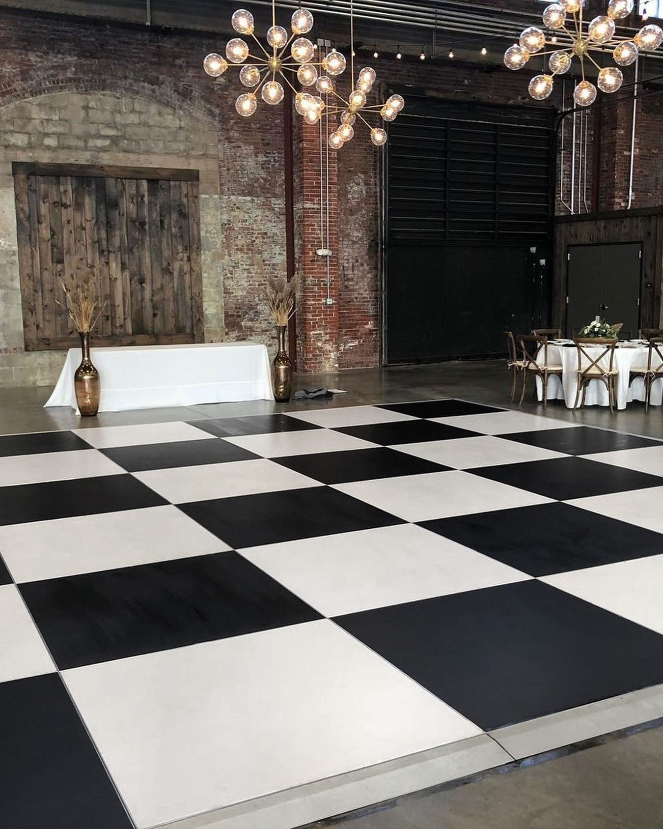 SnapLock Plus Slate White and Black checkerboard dance floor