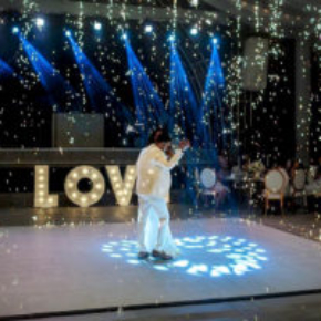Slate White style wedding dance floor under the lights