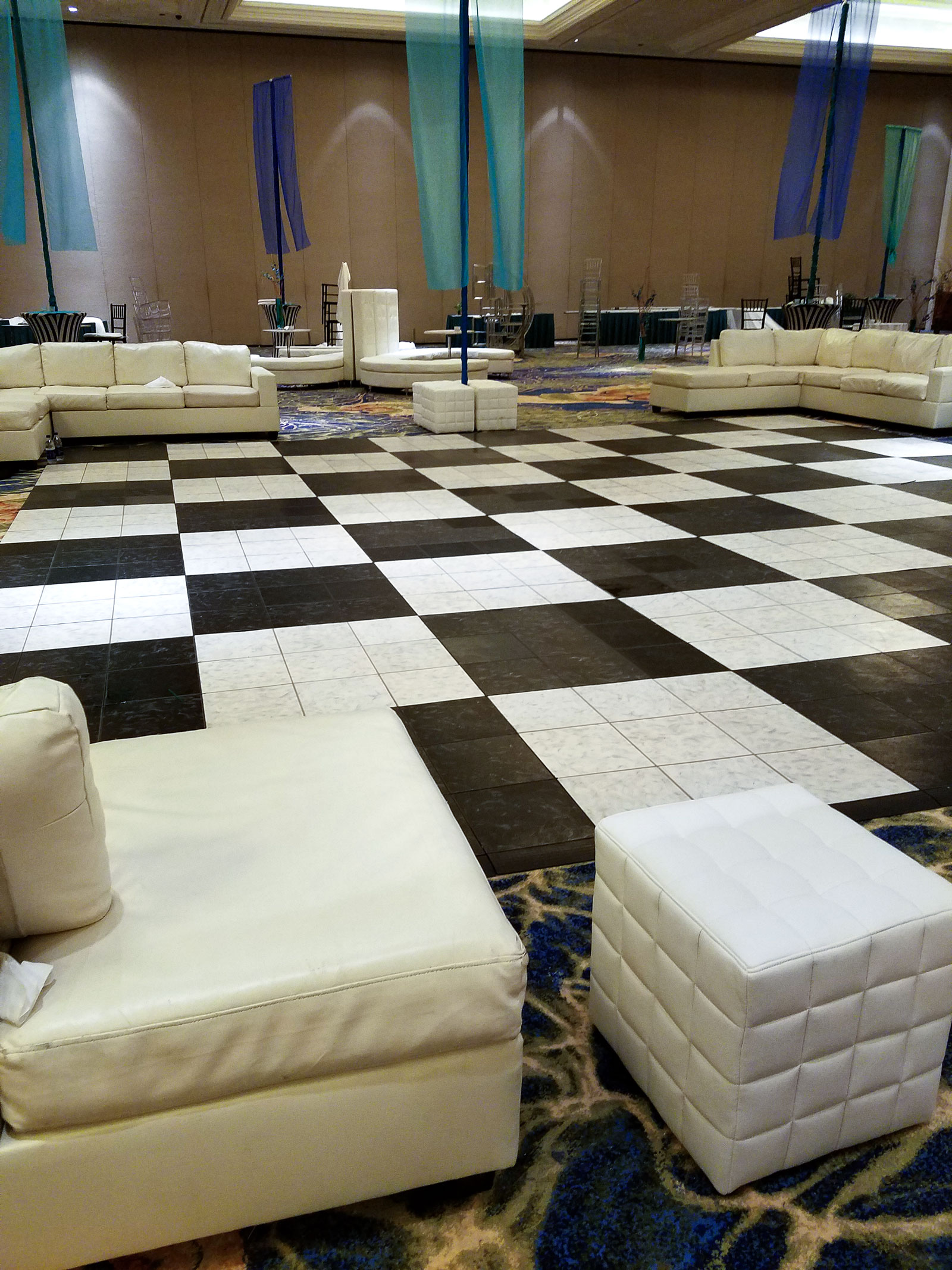 Black and White luxury marble style flooring in this indoor area