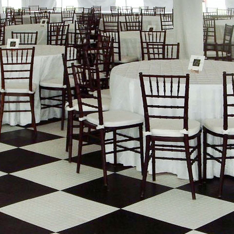 Black and white base floor in a tent event