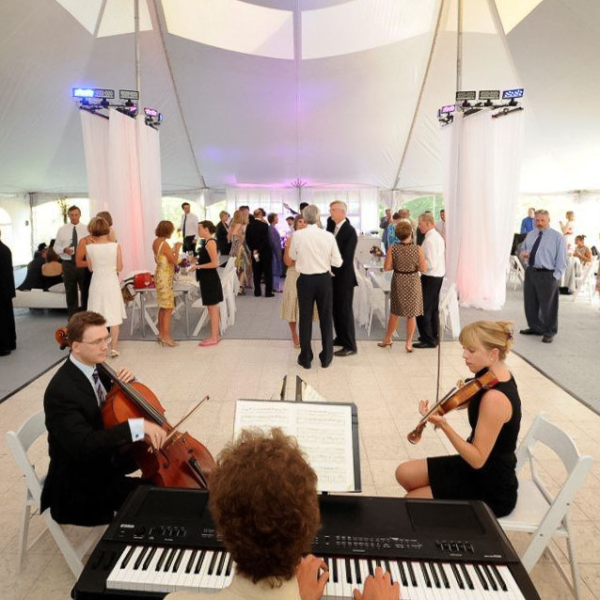 Luxury White Marble Dance Floor at an event with chamber music