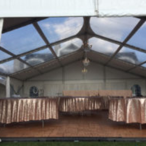 Oak style dance floor at a tent event